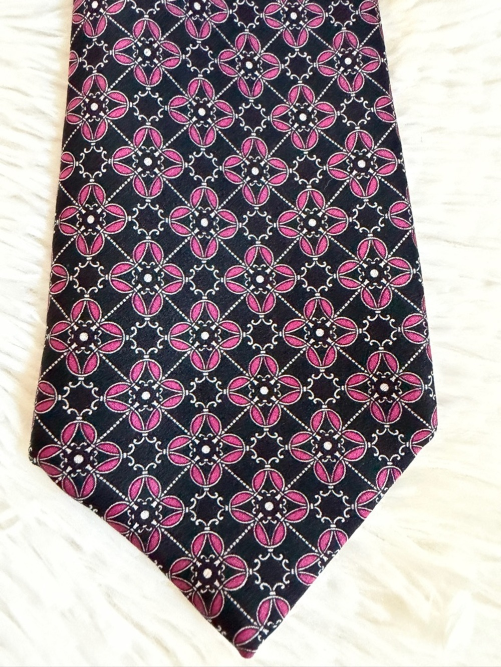 Stefano Ricci 100% Silk Tie Black Pink Geometric  Italy Excellent Condition